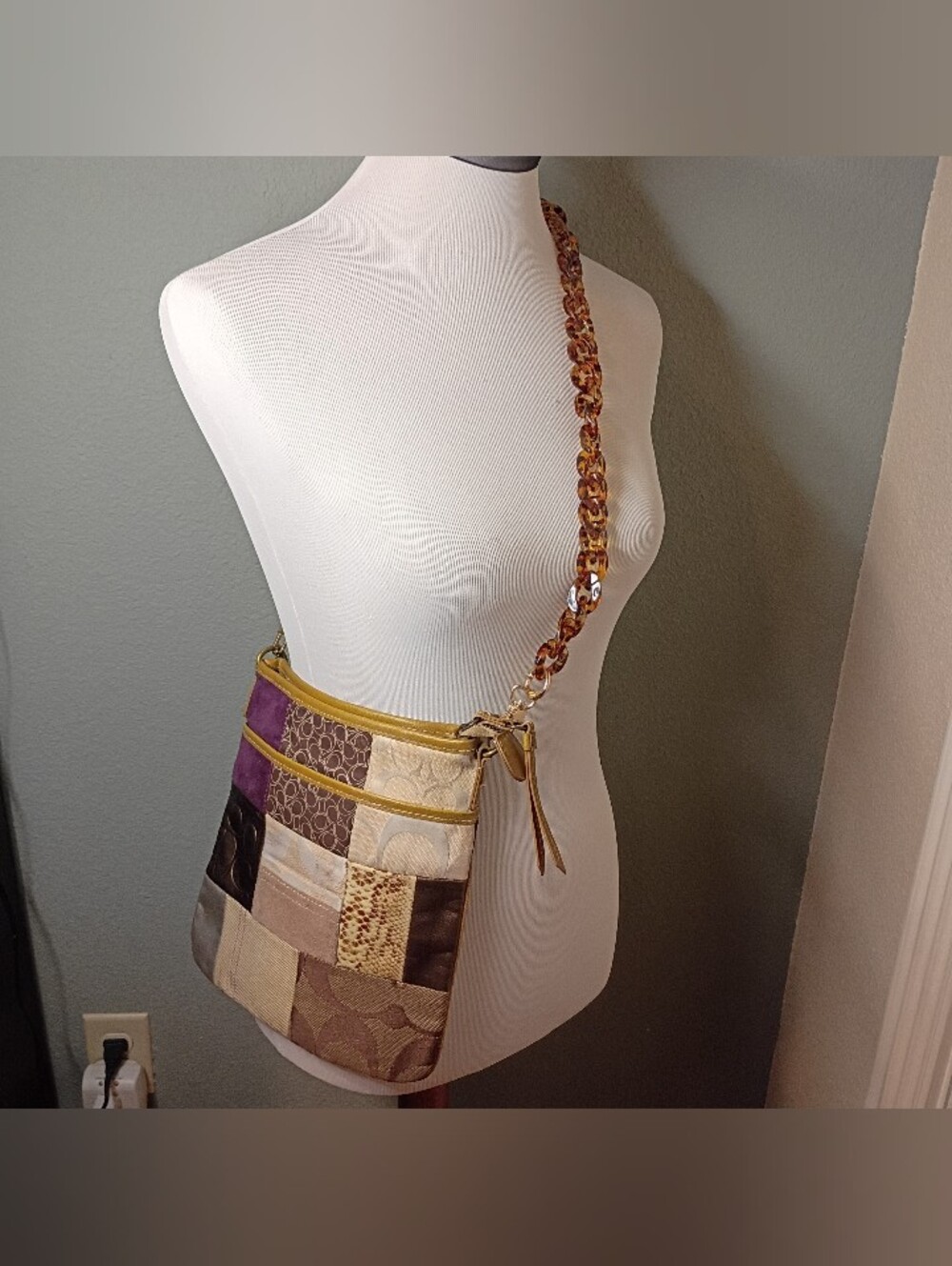Coach Shoulder Bag With Replacement Chain Shoulder Strap